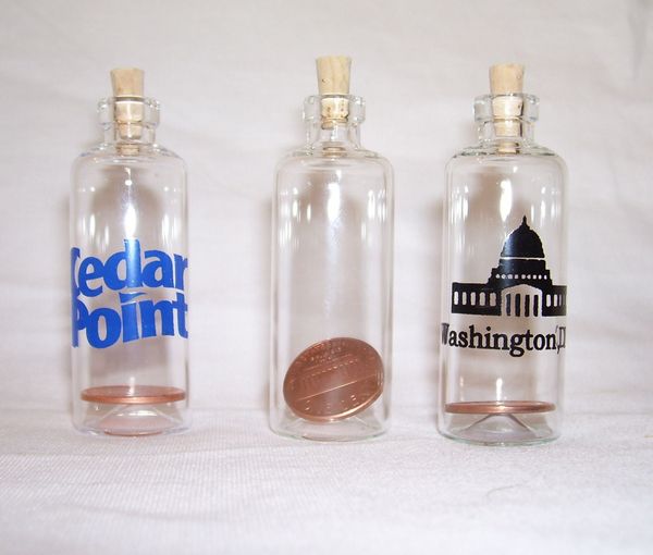 NGH102C Lucky Penny in Mini GLASS Bottle With Custom Imprint